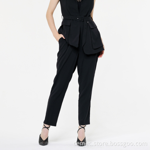 Black High Waist Womens Pants